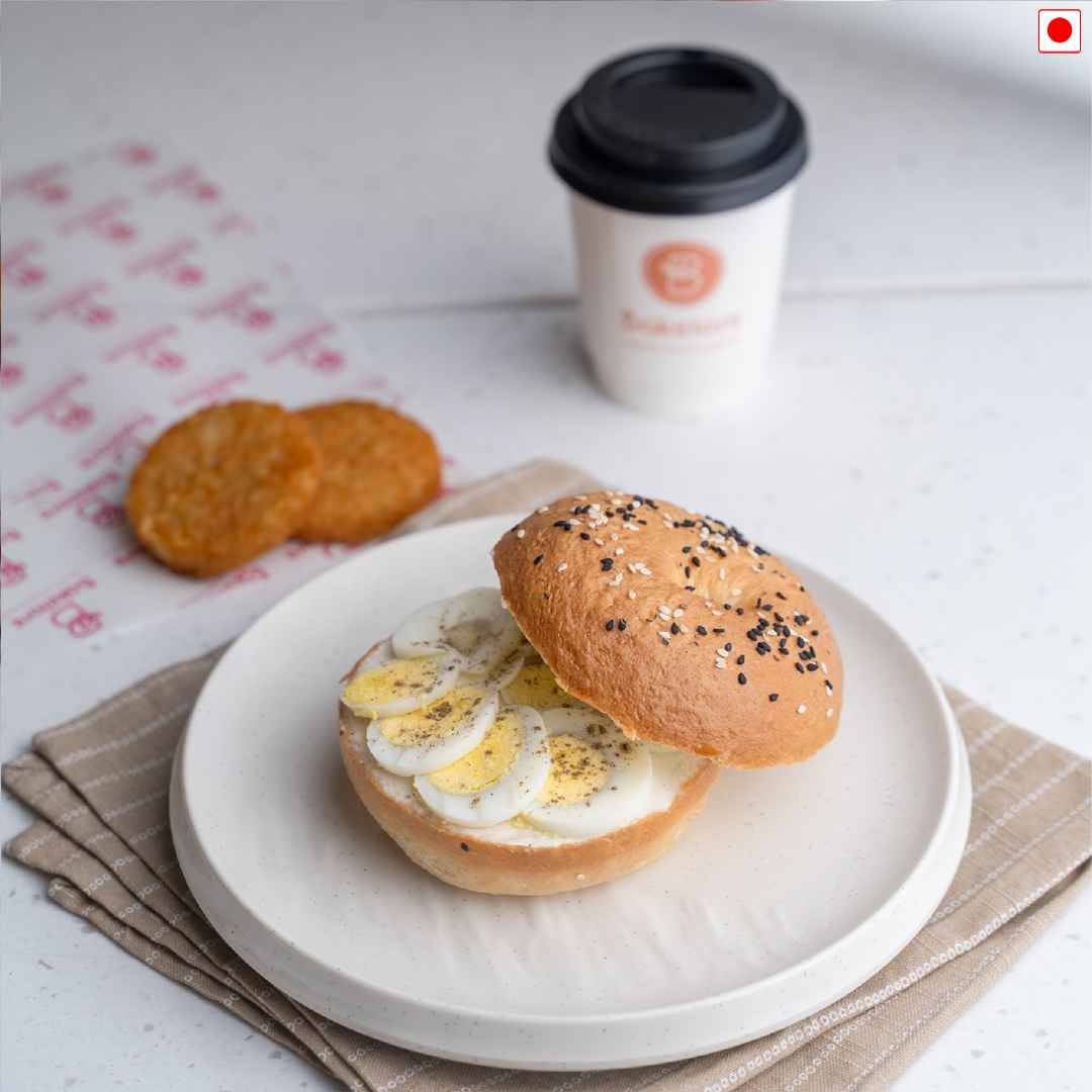 Cream Cheese Bagel with boiled egg